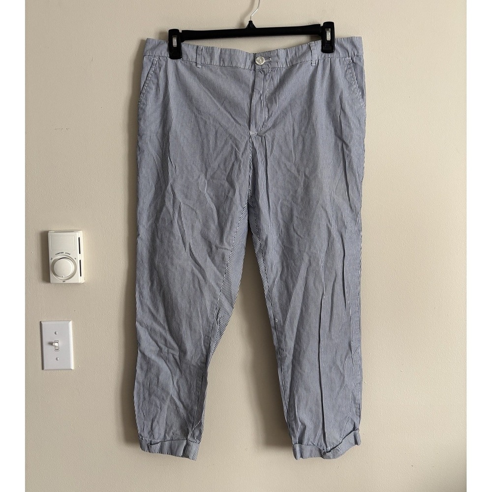 Tommy Hilfiger Pants Womens Size 16 Blue Striped Casual Flat Front Chino Ladies